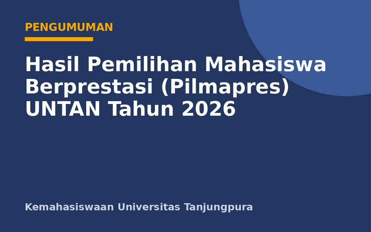 Hasil Pemilihan Mahasiswa Berprestasi (Pilmapres) UNTAN Tahun 2026